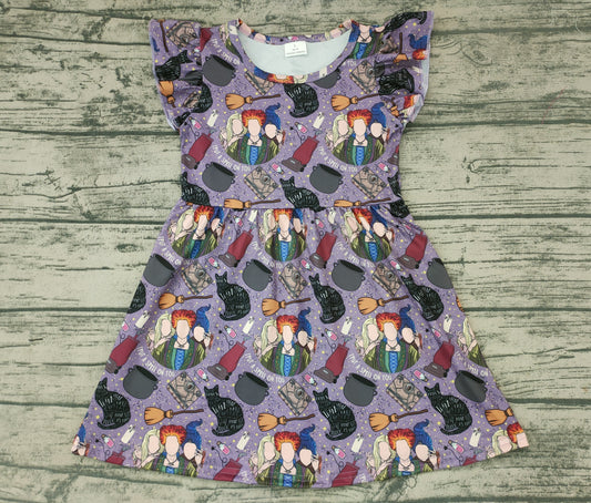 Baby girls Halloween witch flutter sleeve dresses