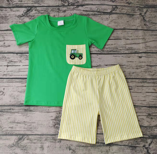 Baby boys tractor summer pocket sets