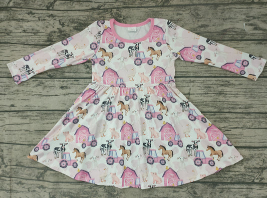 Baby girls farm pink long sleeve dresses