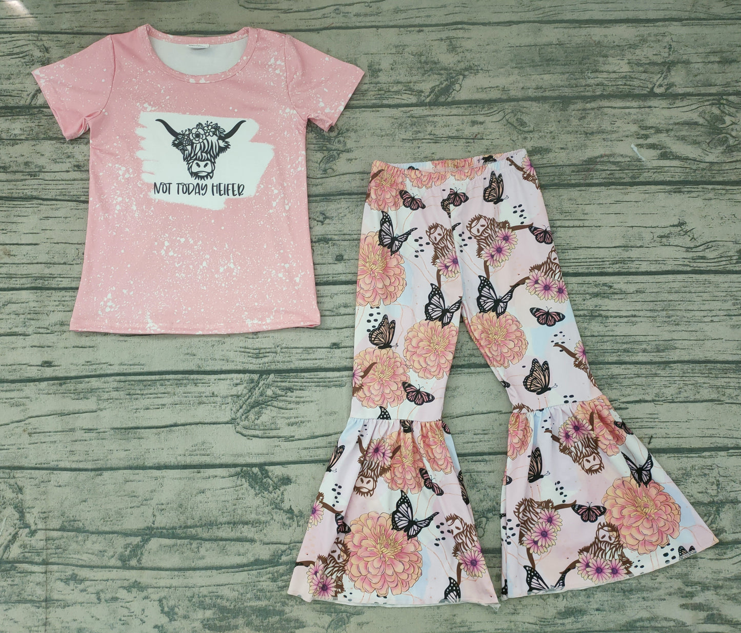 baby girls butterfly cow bell pants sets