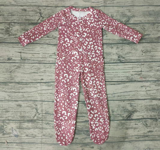 Baby kids long sleeve fall pink leopard rompers
