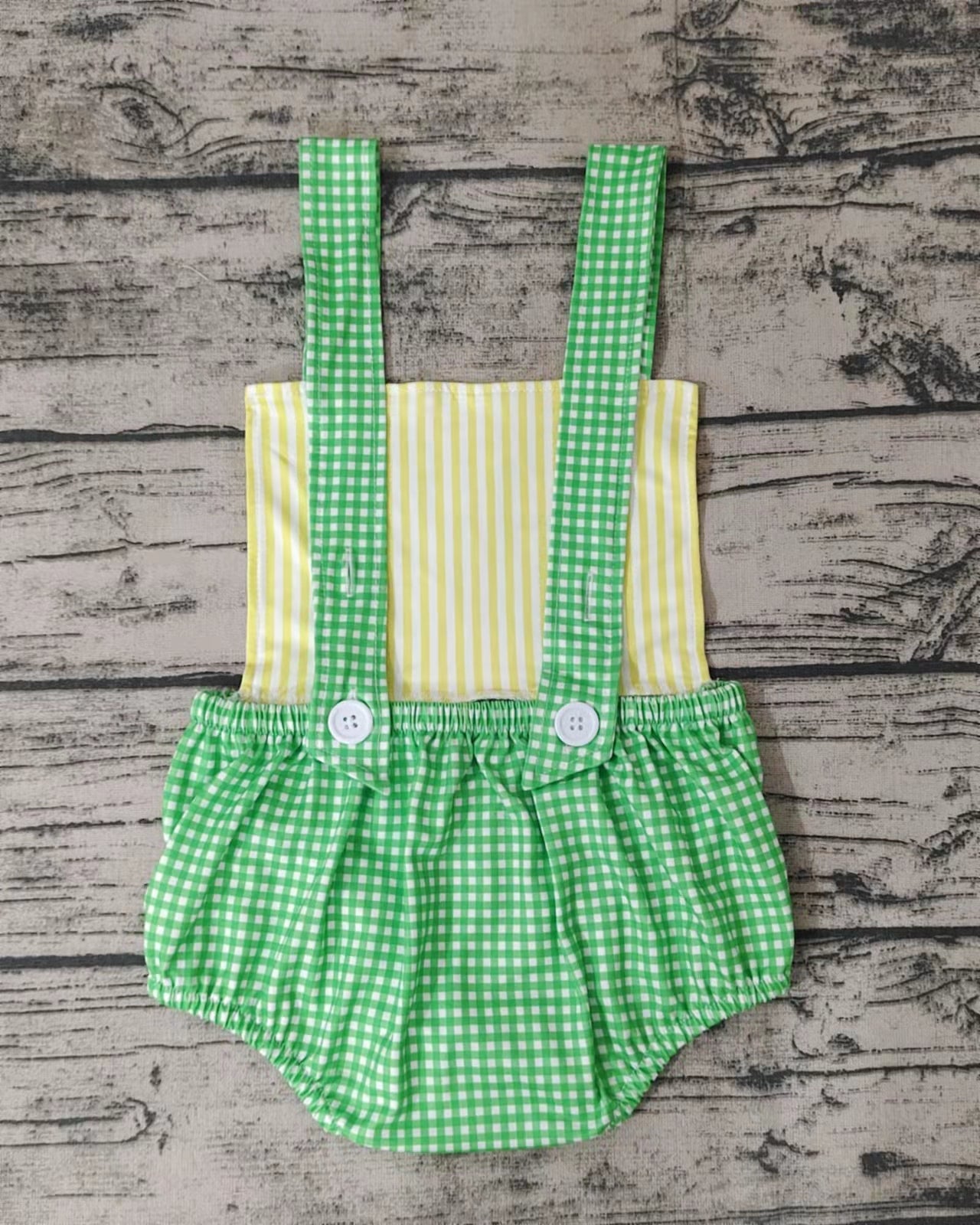 Baby boys tractor plaid print romper