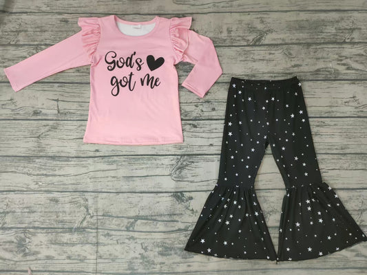 Baby girls god got me star bell pants clothes sets