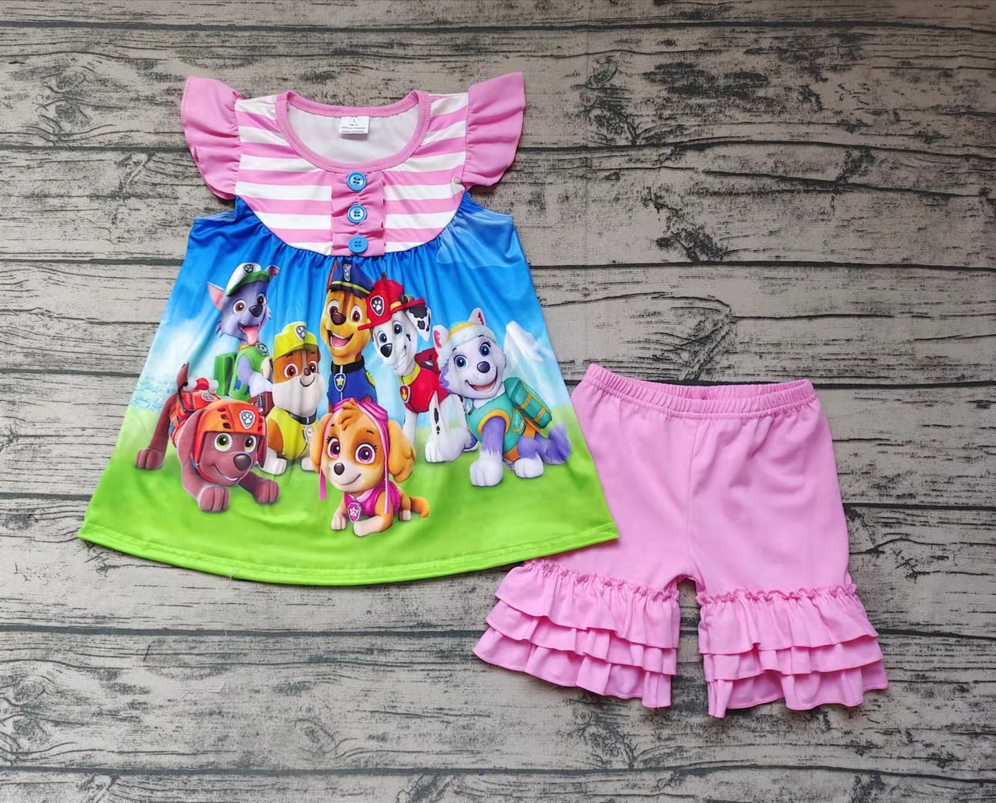Baby girls cartoon dogs summer shorts sets