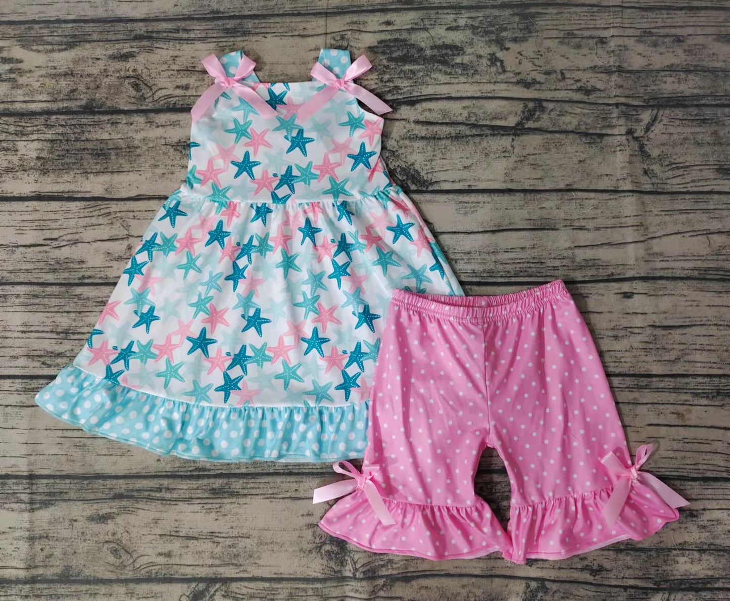Baby girls starfish summer shorts sets