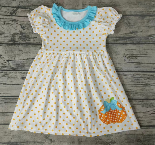 Baby girls polka dots pumpkin dresses