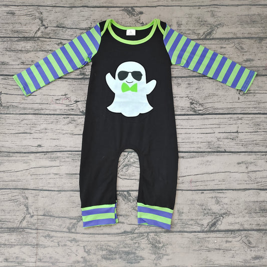 Baby boys Halloween ghost stripe rompers