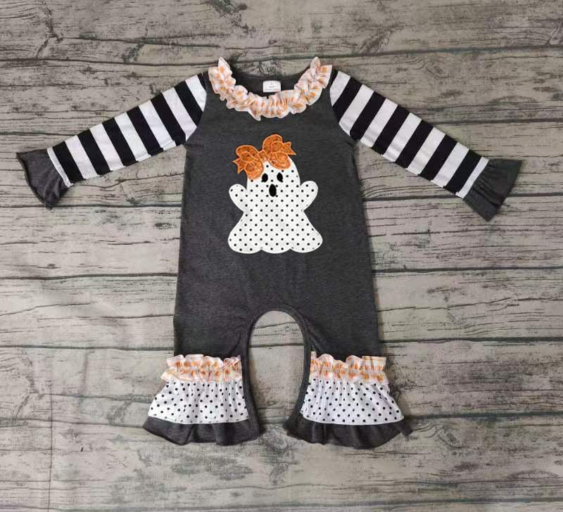 Baby girls Halloween ghost black rompers