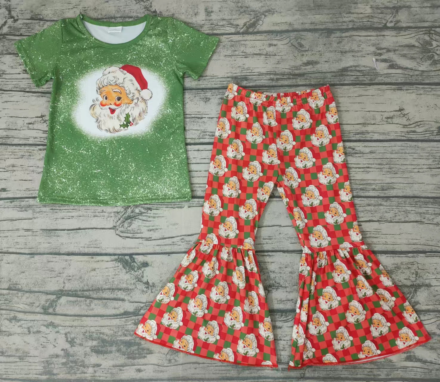 baby girls Christmas santa red bell pants sets