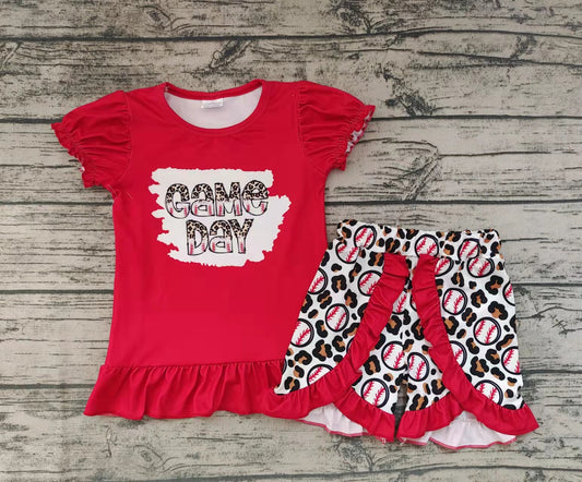 Baby girls baseball game day summer shorts sets