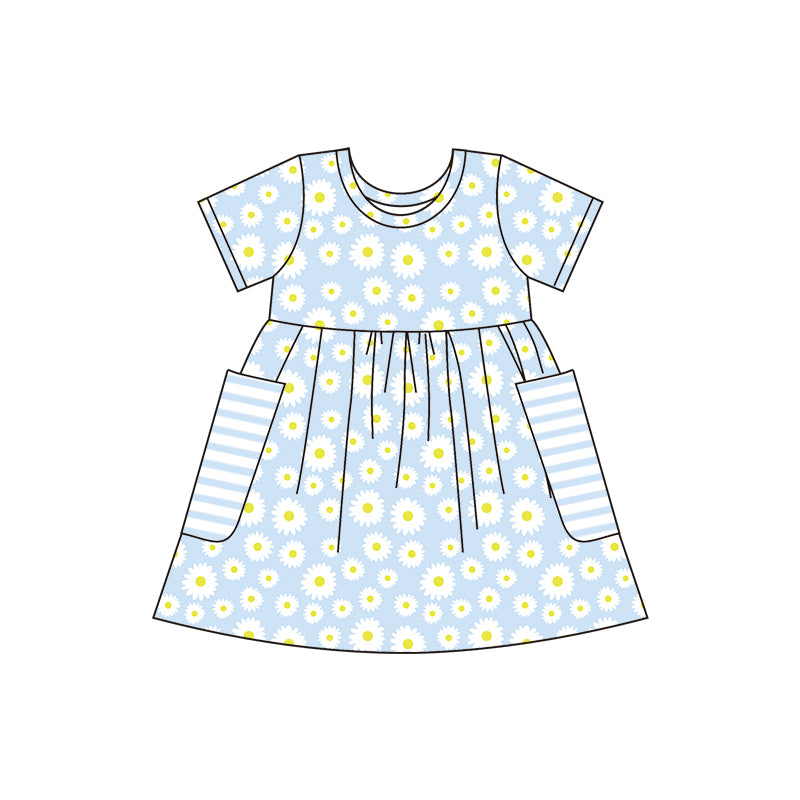 Baby girls daisy pocket knee length dresses