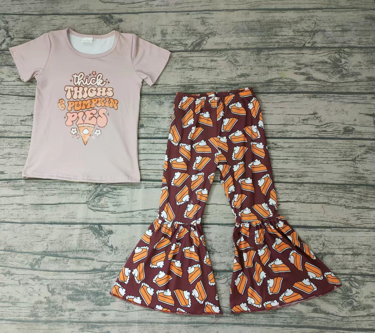 Baby Girls pumpkin pies thanksgiving fall bell pants sets