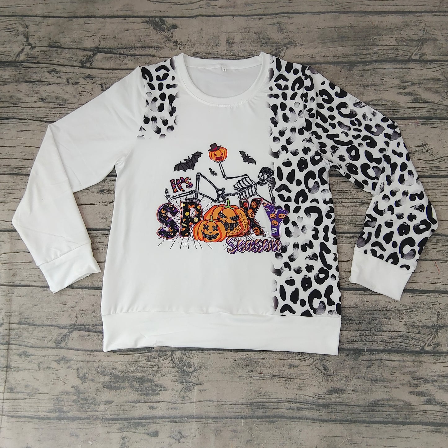 Adult Women Halloween pumpkin leopard spooky season shirts tops
