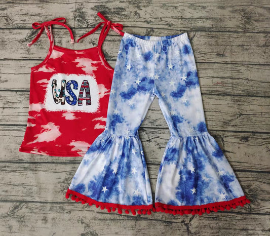 Baby girls 4th of July star pants bell sets