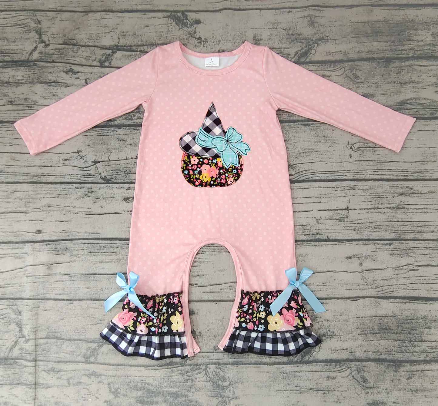 Baby girls Halloween pumpkin hats rompers