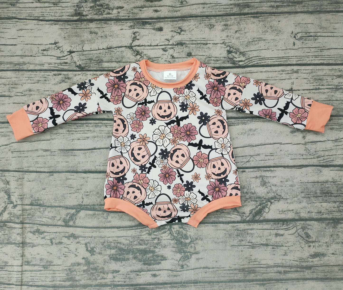 Baby girls pumpkin basket Halloween rompers