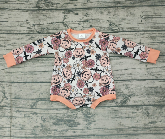 Baby girls pumpkin basket Halloween rompers