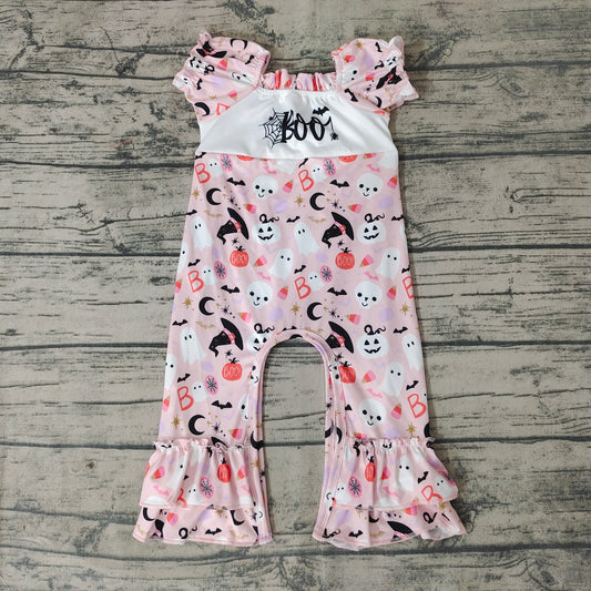 Baby girls Halloween boo floral rompers