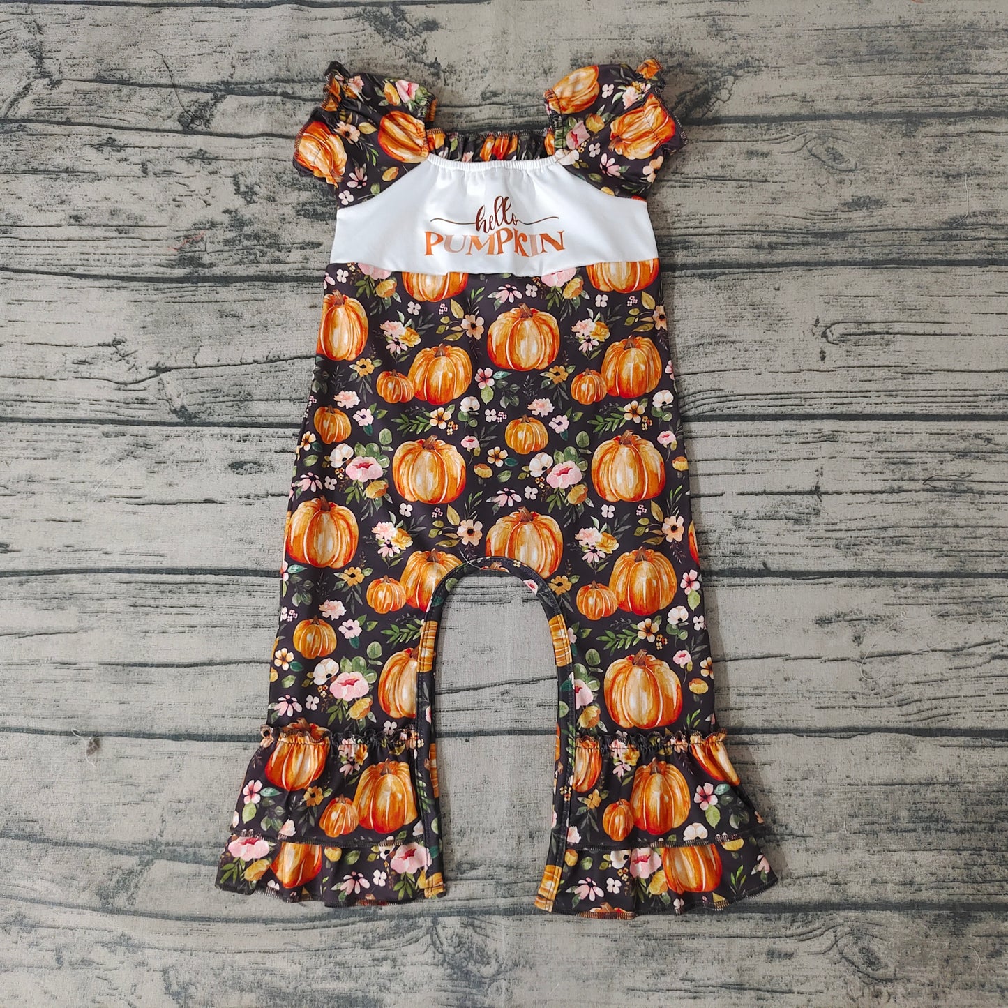 Baby girls hello pumpkin floral rompers