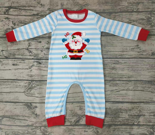 Baby boys Christmas santa blue stripes rompers
