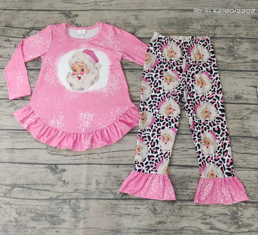 Baby Girls Christmas pink santa top pants clothes sets