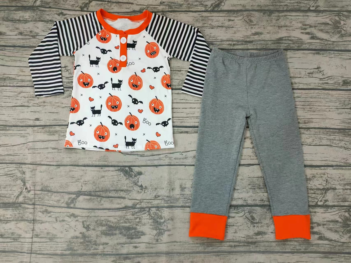Baby Boys pumpkin stripe pants pajamas sets