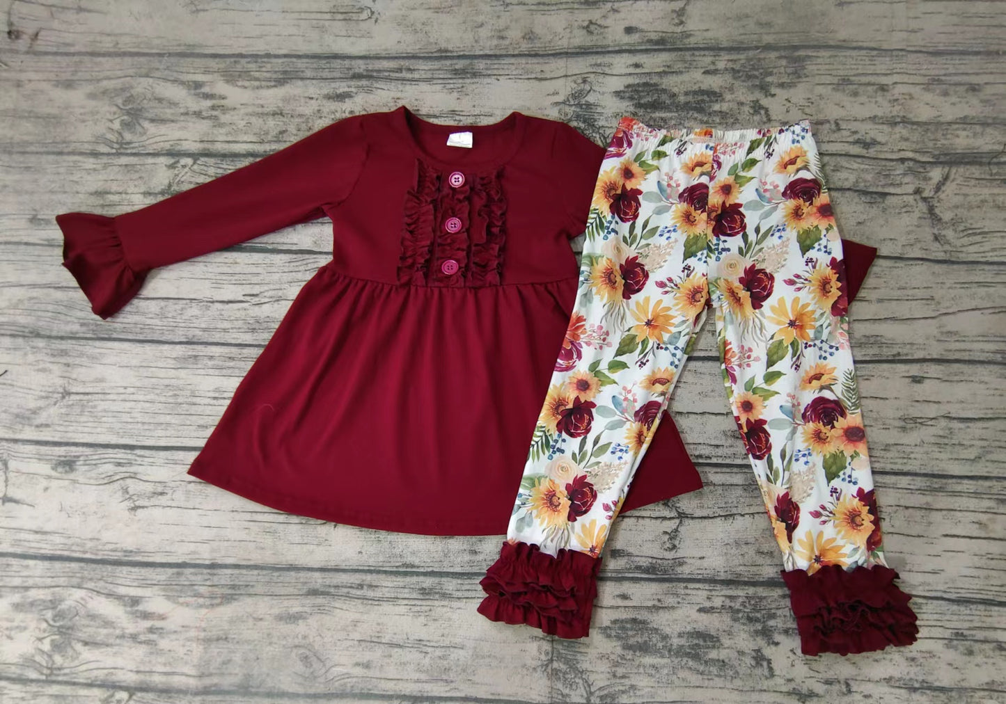 Baby Girls maroon floral icing legging clothes