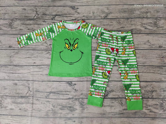 baby kids Christmas green color family pajamas clothing sets