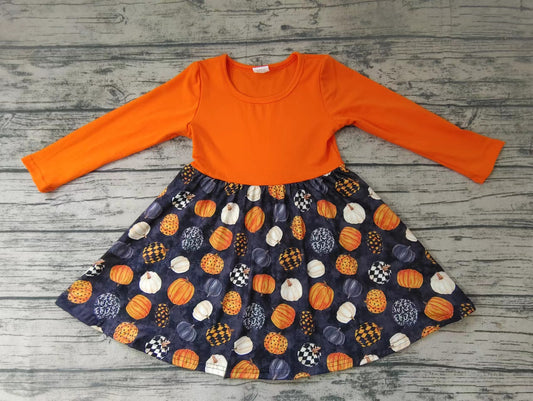 Baby girls pumpkin orange long sleeve dresses