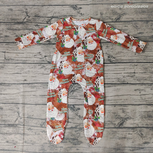 Baby boys Christmas santa leopard footie rompers