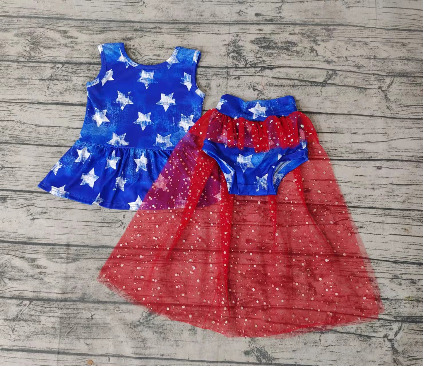 Baby girls 4th of july star bummie tutu sets