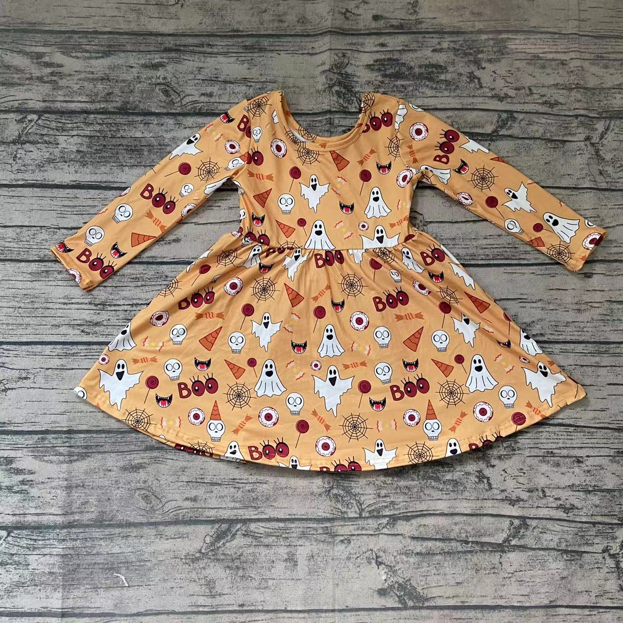 Halloween ghost orange baby girls dresses