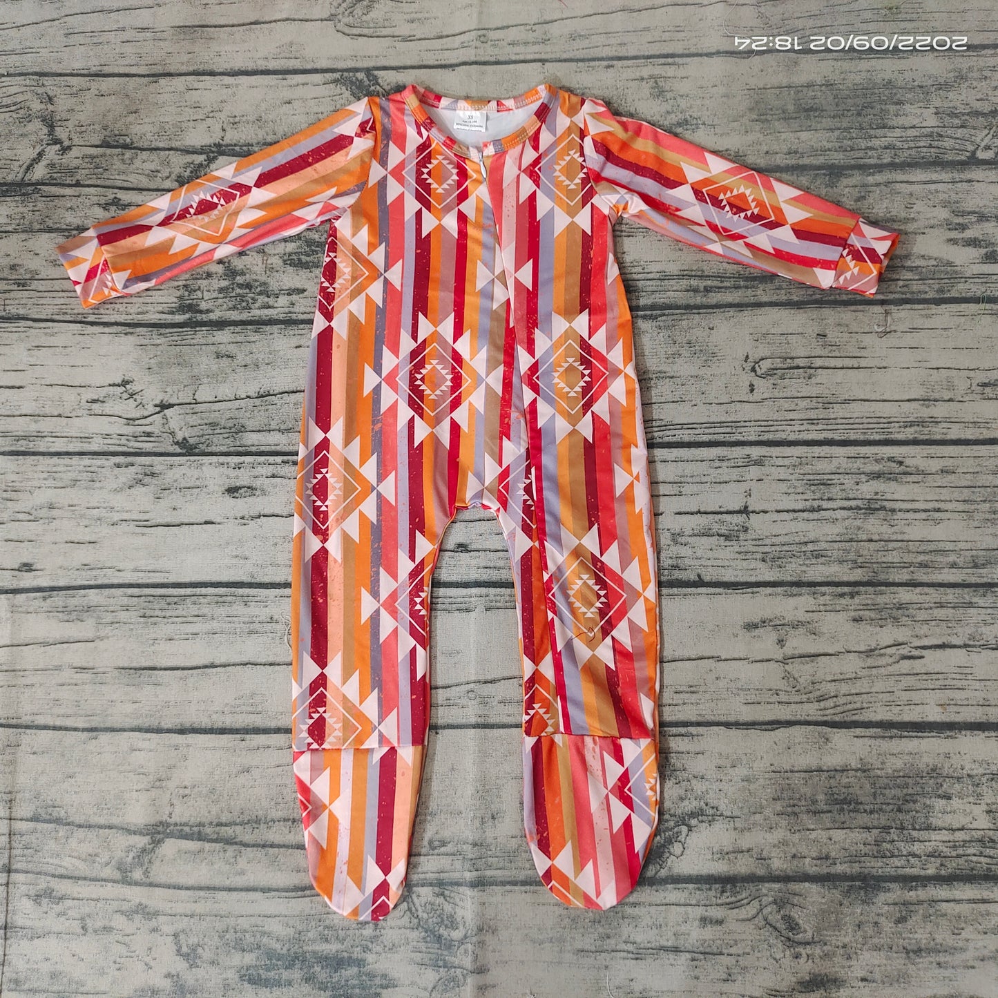 Baby girls western pink aztec rompers