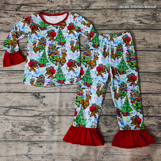 Baby girls christmas cartoon dogs pajamas pants sets