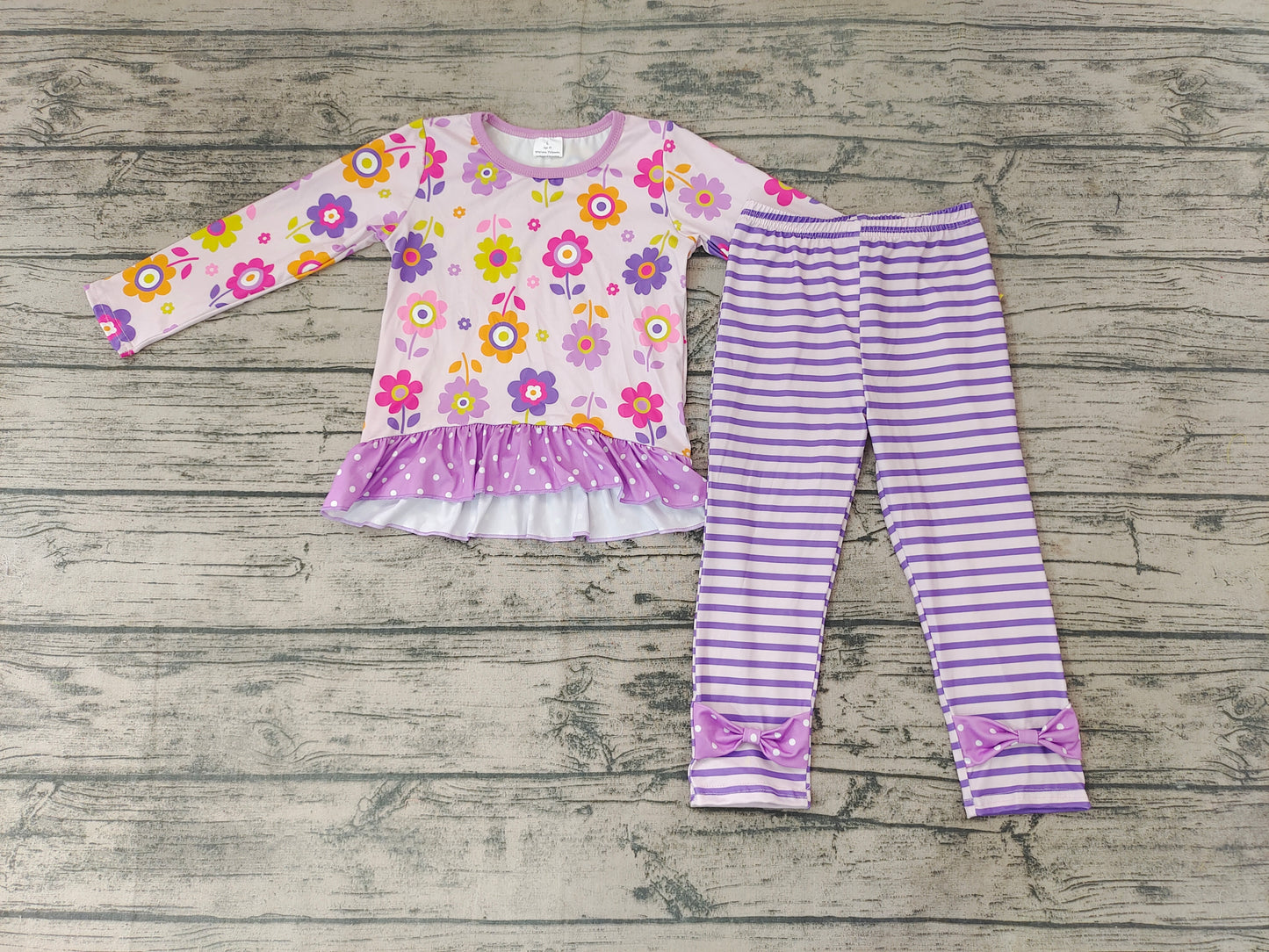 Baby Girls purple flower bow pants sets