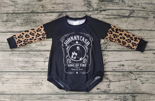 Baby girls western leopard long sleeve rompers