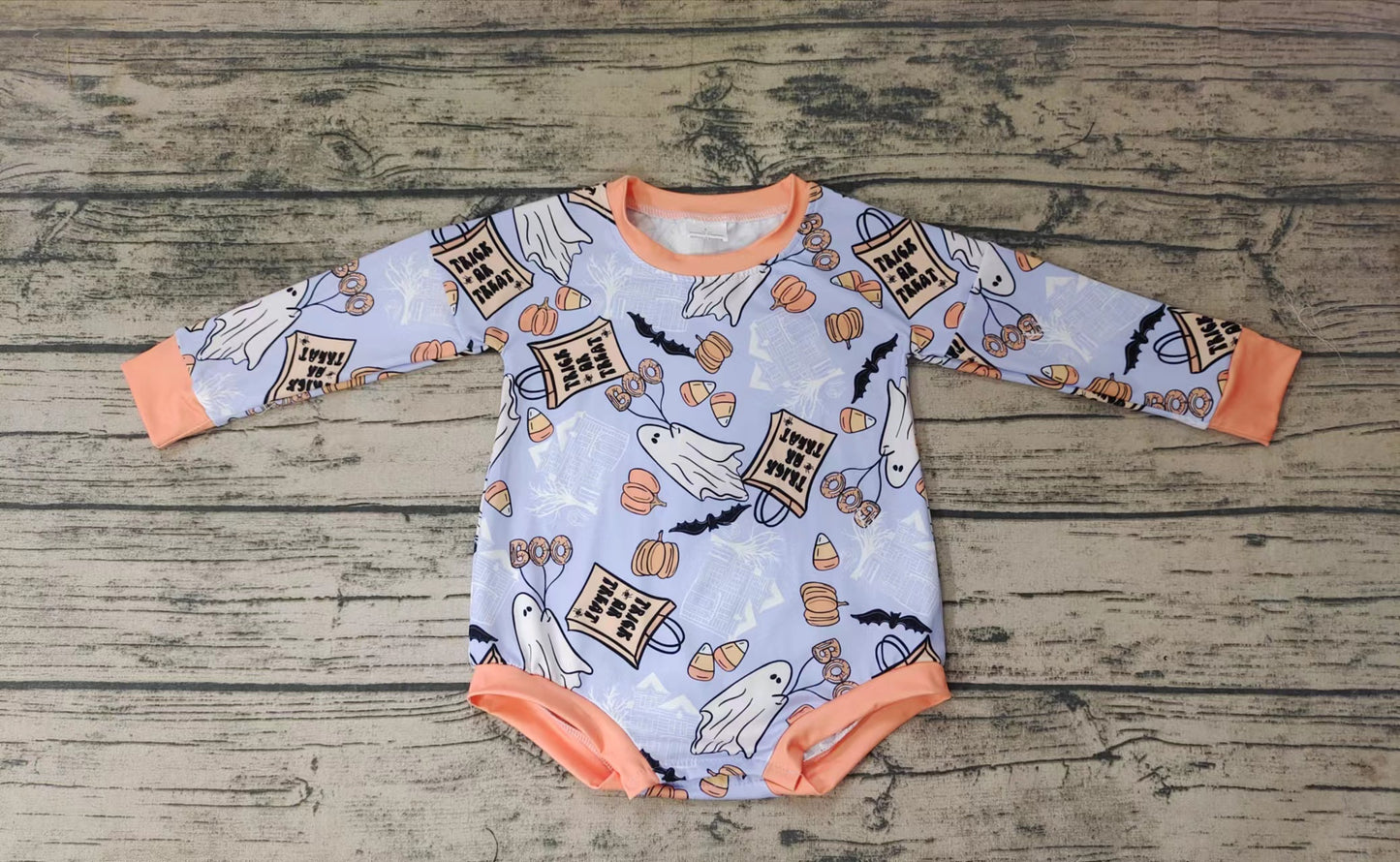 Baby girls Halloween trick or treat long sleeve rompers