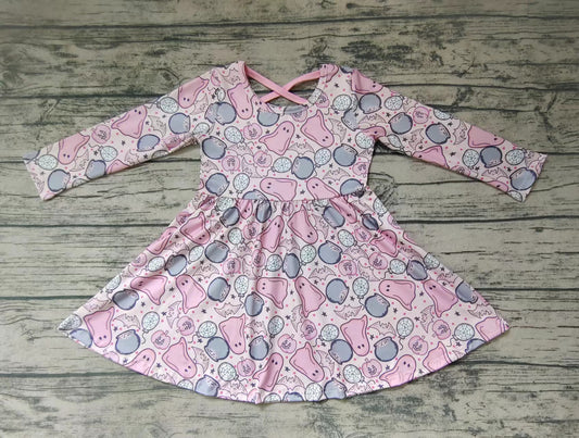 Baby girls Halloween ghost pink long sleeve dresses