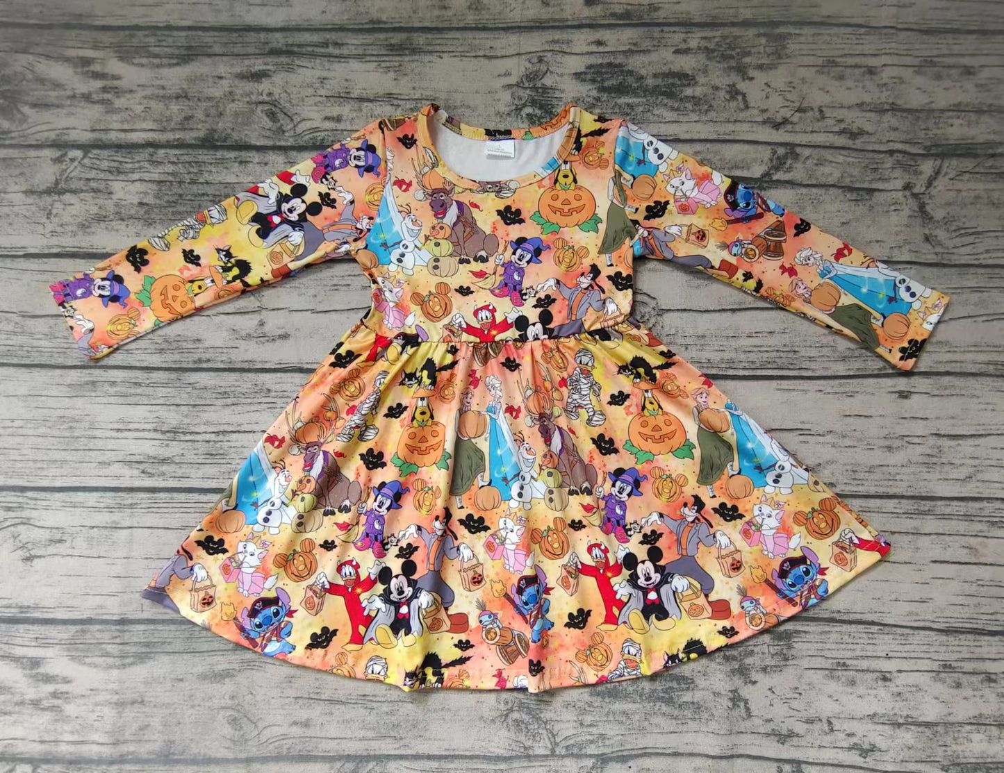Baby girls Halloween cartoon long sleeve dresses