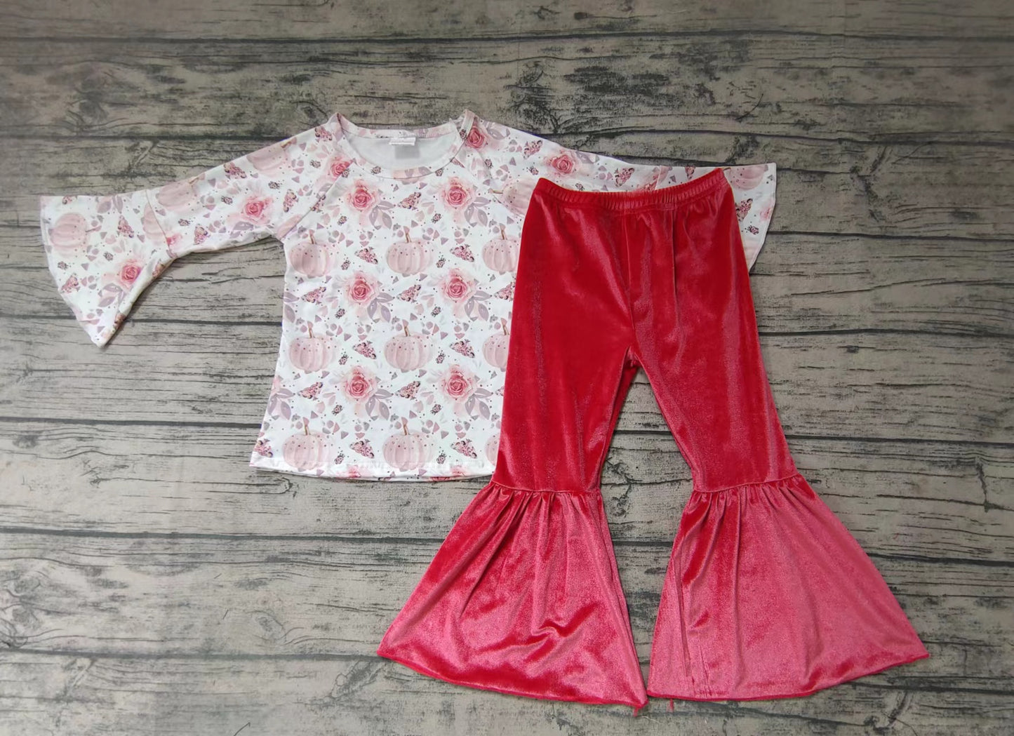 Baby girls pumpkin velvet pants clothes sets