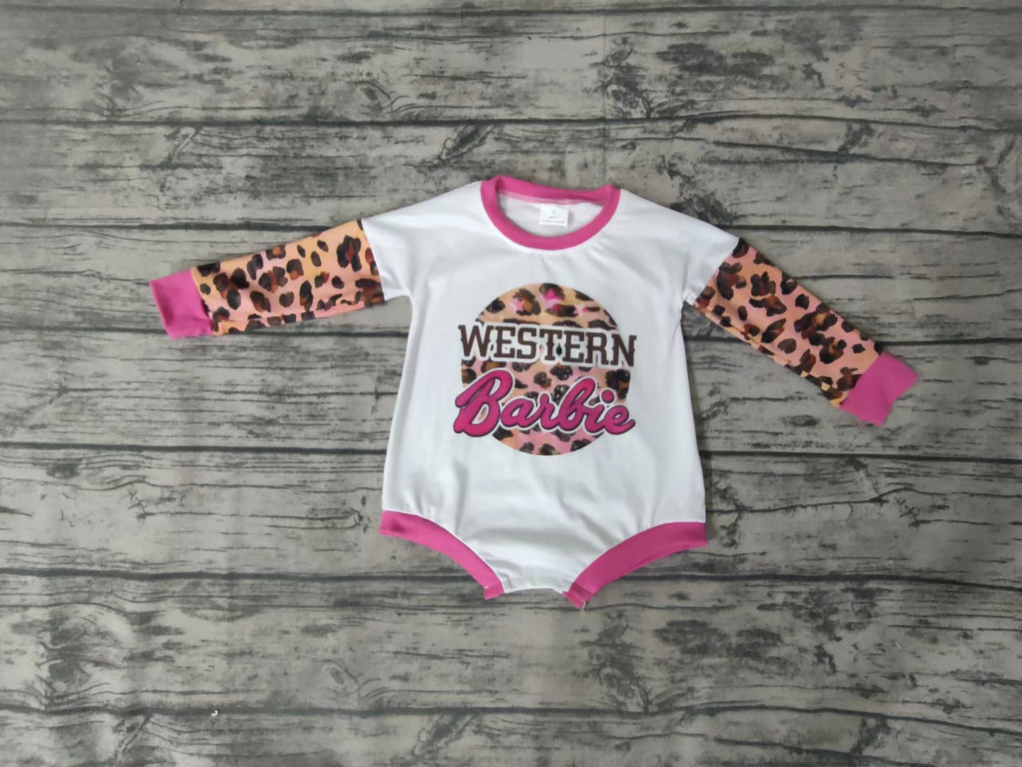 Baby girls western leopard long sleeve rompers