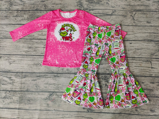 Baby girls Christmas vibes cartoon bell pants sets