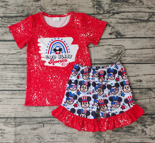 Baby girls 4th of july cartoon summer shorts sets