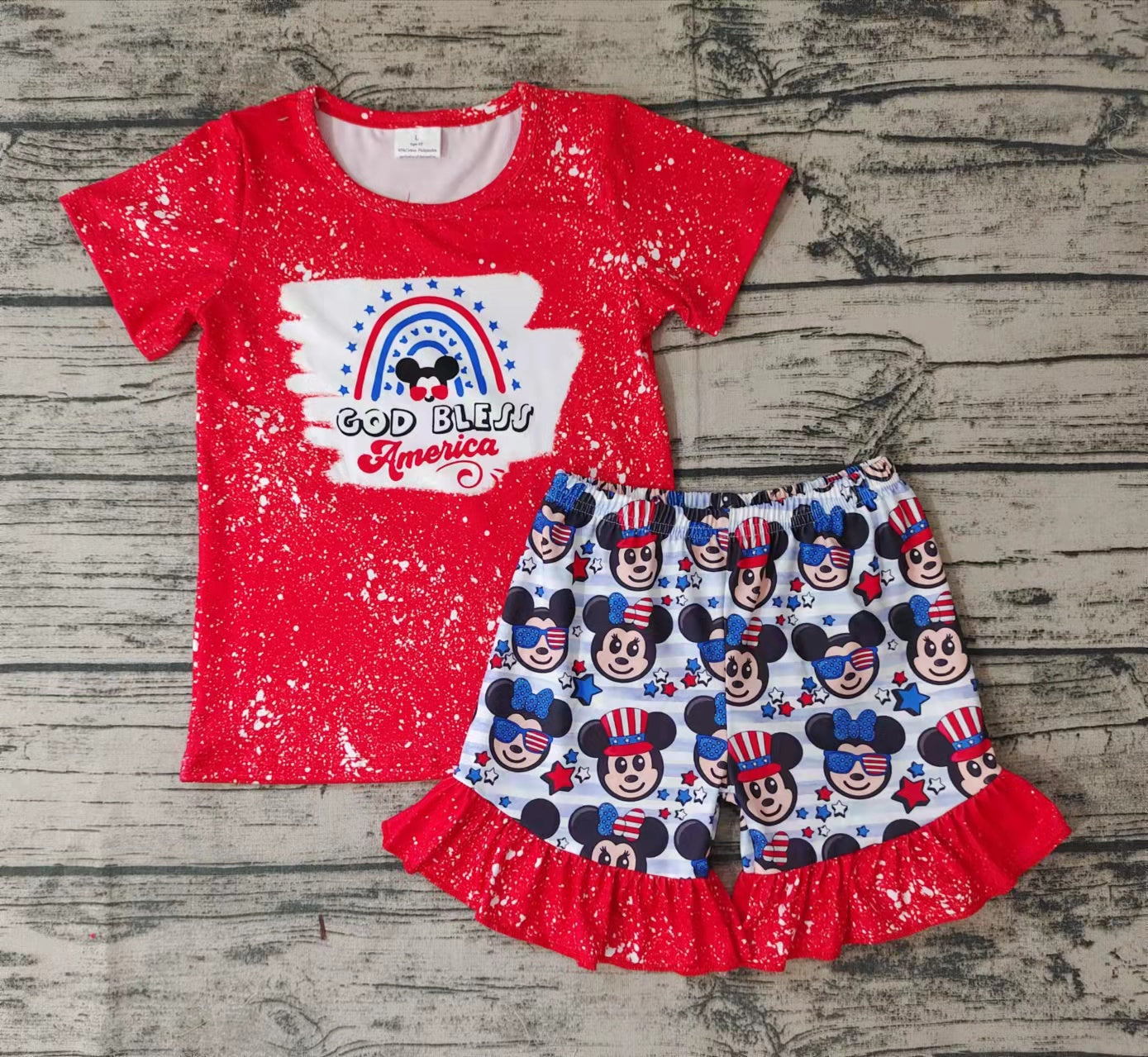 Baby girls 4th of july cartoon summer shorts sets