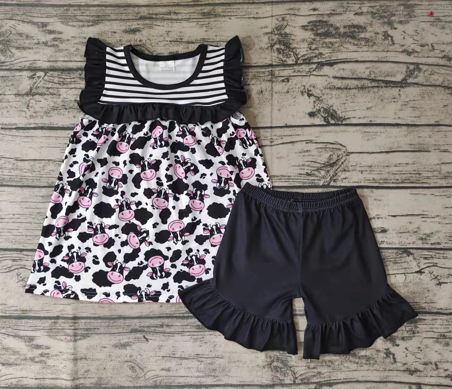 Baby girls cow summer shorts sets