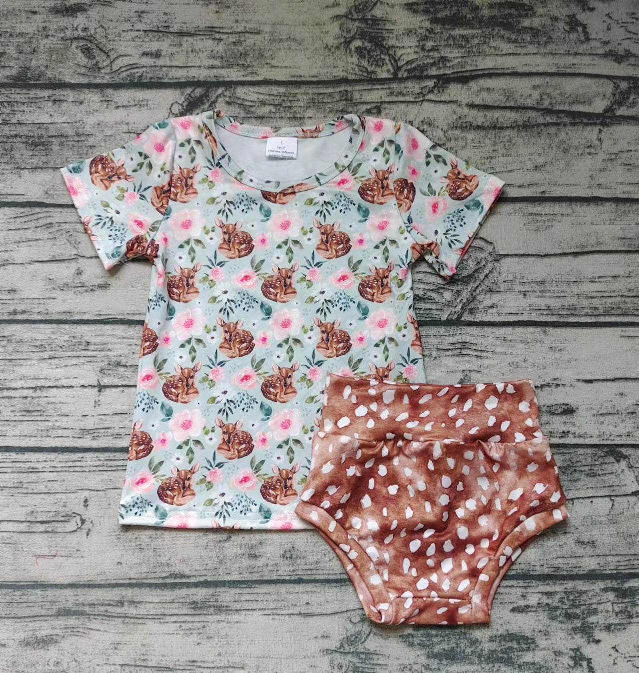 Baby girls deer bummie summer sets