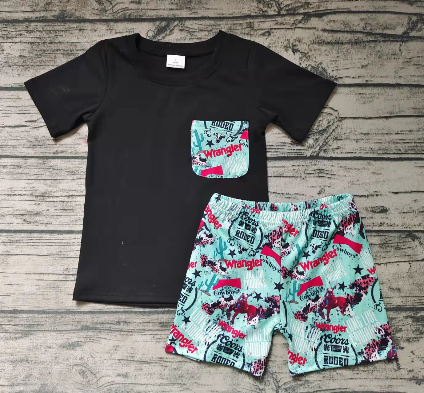 Baby boys pocket blue western black shorts sets