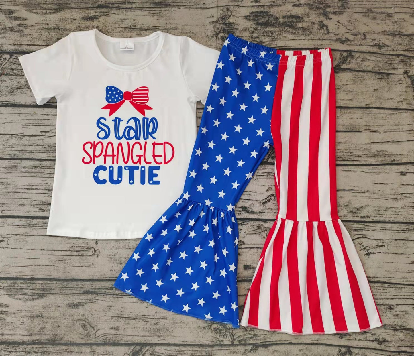 Baby Girls Cutie 4th of July bell pants clothing sets