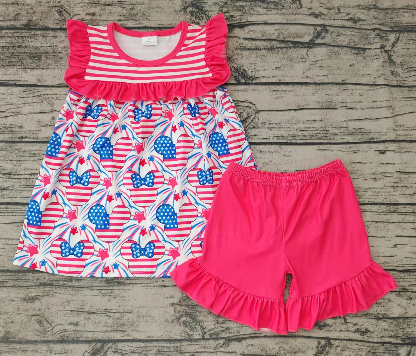 Baby girls 4th of july tunic ruffle shorts sets