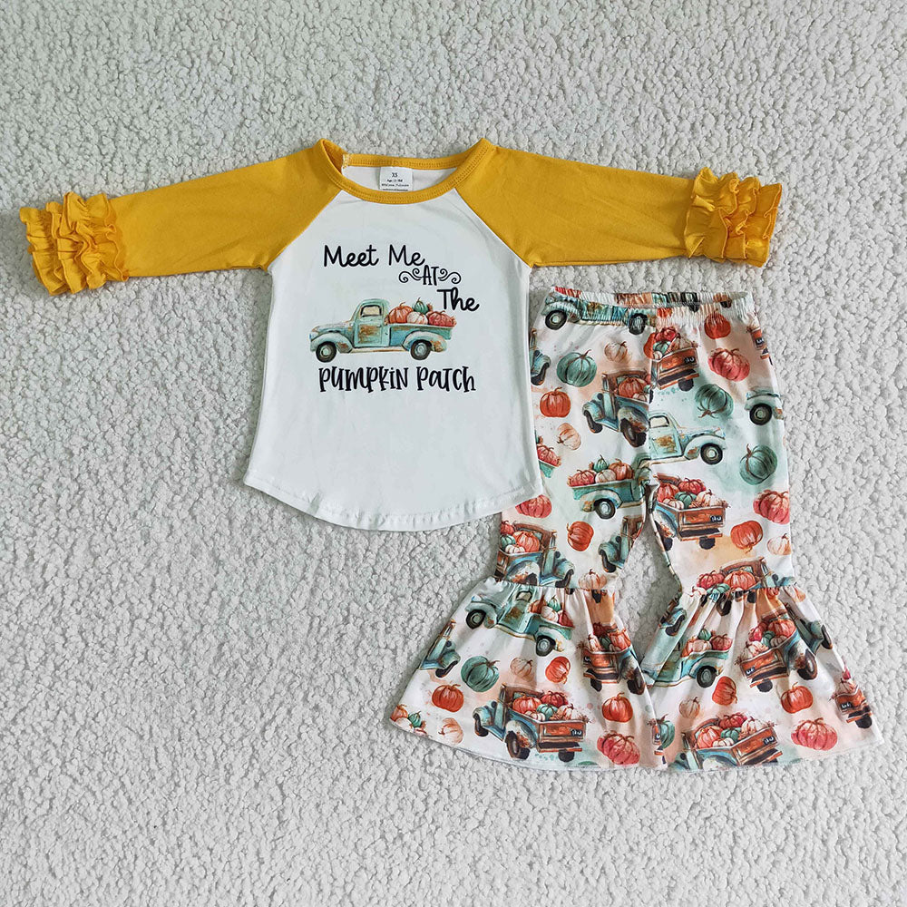 Meet me in pumpkin fall children outfits sets